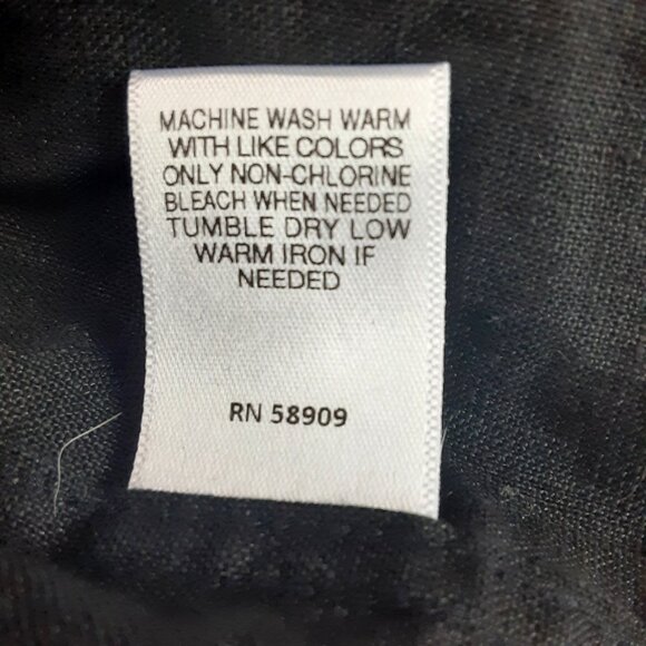 Baird McNutt Men's Top 2XB Black Pullover Roll Tab V-Neck 100% Linen Easy Care - Picture 4 of 7